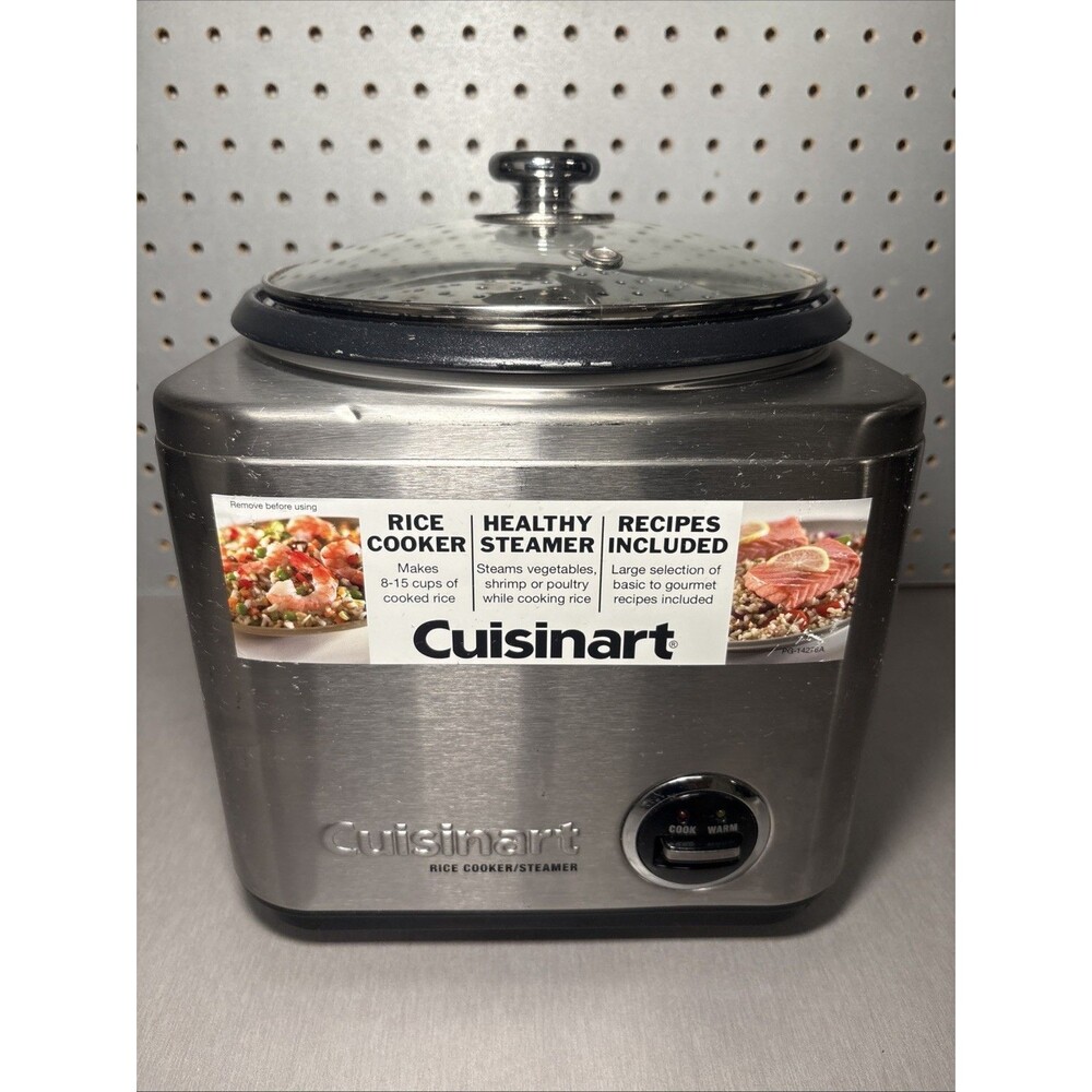 Cuisinart Electric Rice Cooker/Steamer CRC-800 Stainless Steel Works 8 Cup
